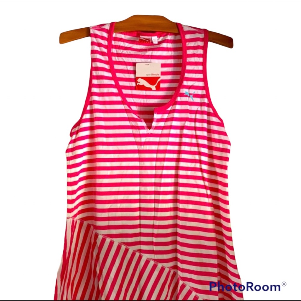 Puma pink /white striped sleeveless shirt